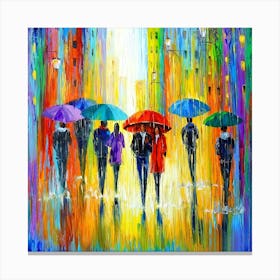 Umbrellas In The Rain 2 Canvas Print