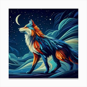 Fox At Night Canvas Print