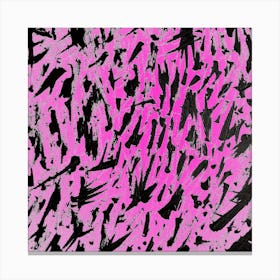 Hot Pink And Black Abstract Print Canvas Print