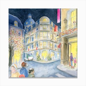 Paris Noel Square Canvas Print