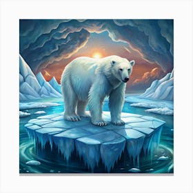 Polar Bear Standing On A Melting Iceberg Canvas Print