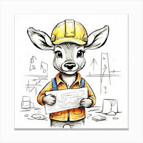 Deer Construction Worker 1 Canvas Print