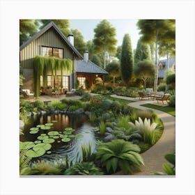 Pond In The Garden 1 Canvas Print