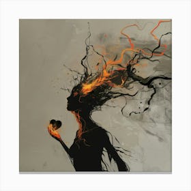 Fire And Heart Canvas Print