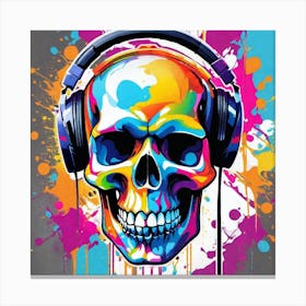 Skull With Headphones 12 Canvas Print