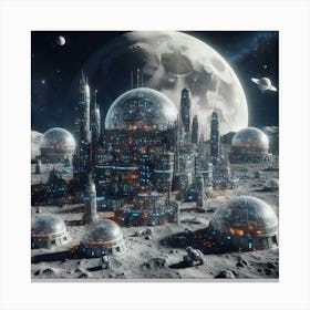 Space City On The Moon 1 Canvas Print