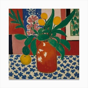 Vase Of Oranges Canvas Print