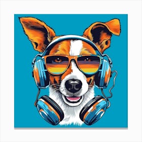 Jack Russell with Glasses and Headphones Canvas Print