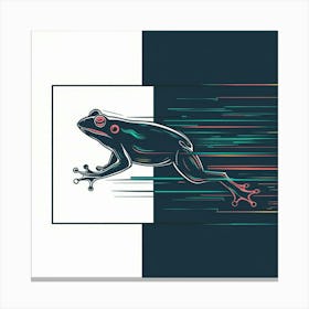 Frog Running On A White Background Canvas Print