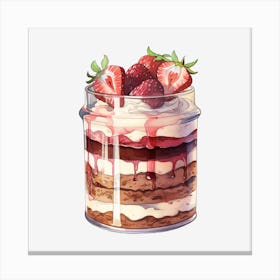 Strawberry Cake In A Jar Canvas Print