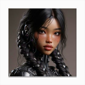 Asian Girl With Braids Canvas Print