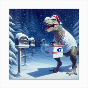 T-Rex Santa Canvas Print