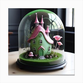 Fairy House Under Glass Dome Canvas Print