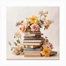 Flowers On Books 6 Canvas Print