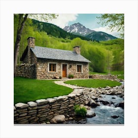 Stone House In The Mountains 3 Canvas Print