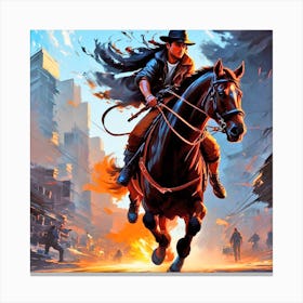 Man Riding A Horse 2 Canvas Print