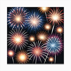 Fireworks On Black Background Canvas Print