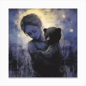 Girl With A Teddy Bear Canvas Print