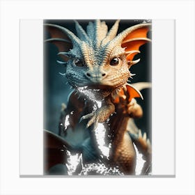 Amazing Portrait Of A Cute Baby Dragons Legendary Creature Canvas Print