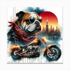 Bulldog Biker Canvas Print
