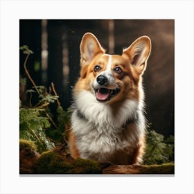 Corgi In The Forest Canvas Print