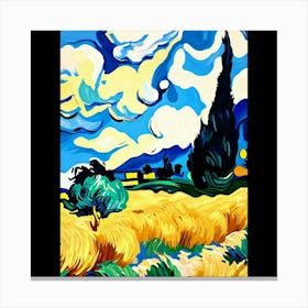 Cypresses In The Wheat Field Canvas Print