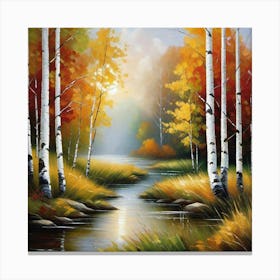Autumn Trees By The River 2 Canvas Print