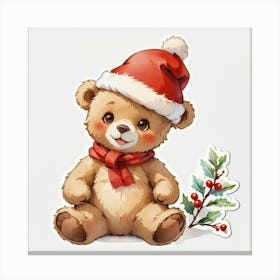 Christmas Cute Teddy Bear Wall Decoration Canvas Print