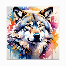 Vibrant Wolf Painting Canvas Print