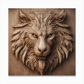 Lion Head Carving Canvas Print