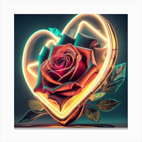 Neon Heart Art Canvas Print