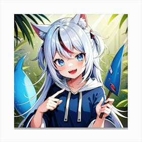Anime Girl Holding A Sword 2 Canvas Print