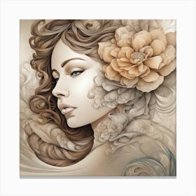 Woman With Flowers In Her Hair Canvas Print