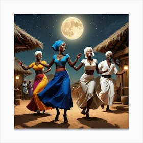 African Dancers At Night 2 Canvas Print