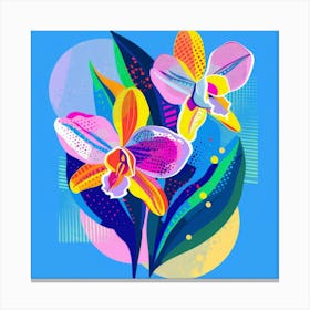 Orchids On Blue Background 2 Canvas Print