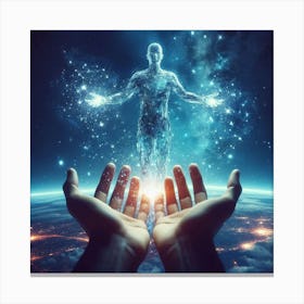 Two Hands Reaching Out To The Universe Canvas Print