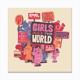 Girls Rule The World Canvas Print