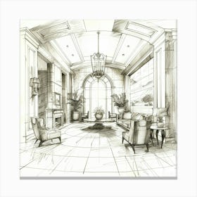 Sketch Of A Living Room Canvas Print