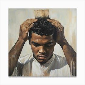 Man Brushing His Hair Canvas Print