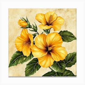 Yellow Hibiscus Art Canvas Print