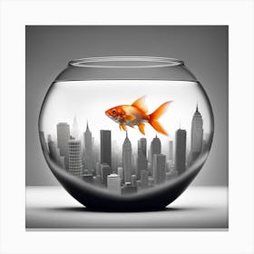 Goldfish In A Fish Bowl 1 Canvas Print