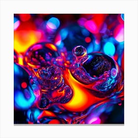 Glow Shapes Neon Bright Color 3d Fluid Bubbles Luminous Vibrant Vivid Radiant Flowing G (3) Canvas Print