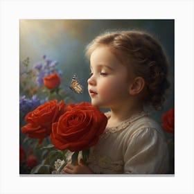 Little Girl With Butterfly Canvas Print