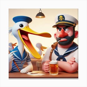 Sailor And Duck 1 Canvas Print