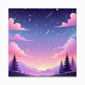 Sky With Twinkling Stars In Pastel Colors Square Composition 100 Canvas Print