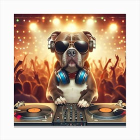 A Pitbull Dog Djaying On A Dj Set 1 Stampe su tela