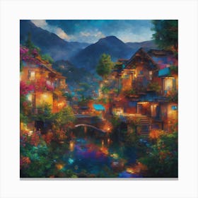 Village At Night Canvas Print