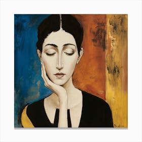 Woman In Black And Yellow Canvas Print