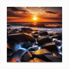 Sunset Over Rocks Canvas Print