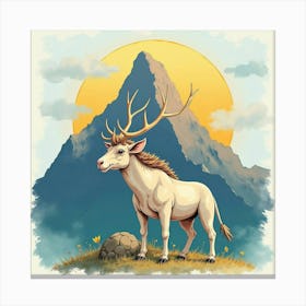 Watercolor Cyclops With A Mythical Mountain Backdrop 1 Canvas Print